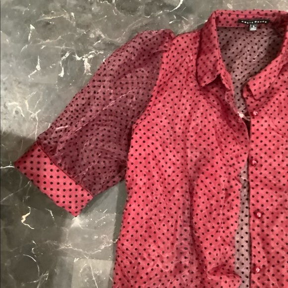 Sheer Polka Dot Button-Up - Picture 3 of 8